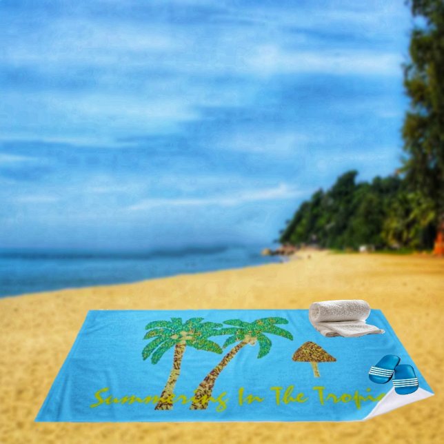 In den Tropen einladen Strandtuch (You can easily visualize, summering in the Tropics, with this colorful, beach towel design!)