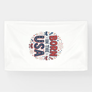 In den USA geboren Patriotes Vintage-Shirt-Design_ Banner