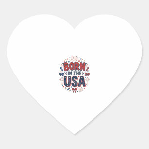 In den USA geboren Patriotes Vintage-Shirt-Design_ Herz-Aufkleber