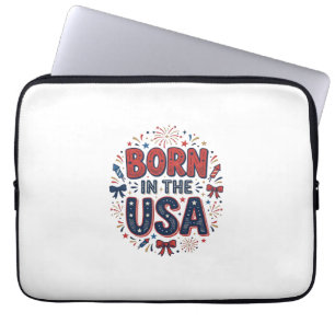 In den USA geboren Patriotes Vintage-Shirt-Design_ Laptopschutzhülle
