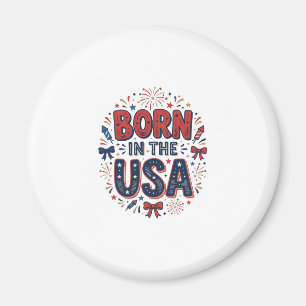 In den USA geboren Patriotes Vintage-Shirt-Design_ Magnet