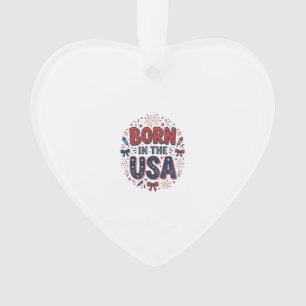 In den USA geboren Patriotes Vintage-Shirt-Design_ Ornament