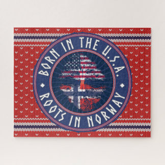 "In den USA geboren · Wurzeln in Norwegen" Blau mi Puzzle
