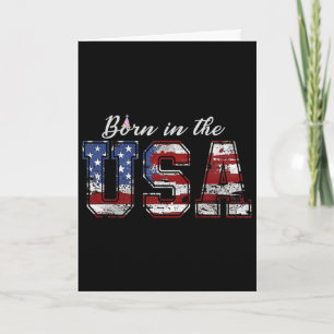 In Den USA Geborenes T-Shirt US-Flagge 4. Juli Geb Karte