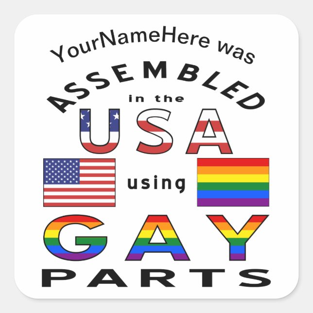 In den USA mit Gay Parts Personalisiert zusammenge Quadratischer Aufkleber (Vorderseite)