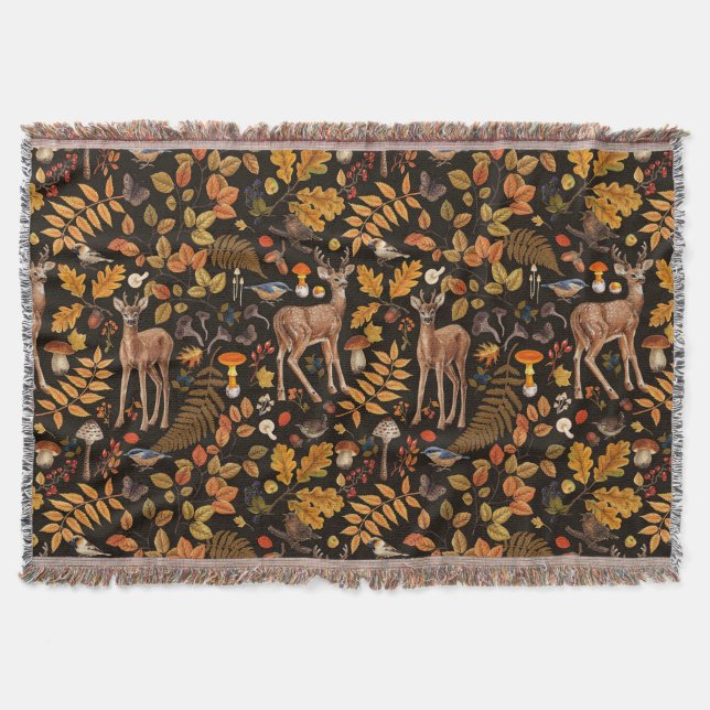In den Wald/Herbst Hirsche auf schwarz Decke (Vorderseite)
