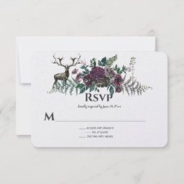 In den wilden rustikalen Burgund Gray Floral Stag RSVP Karte