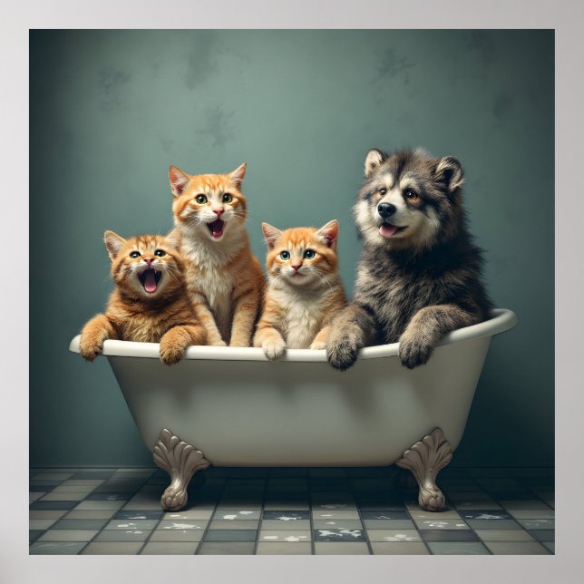 In der Badewanne lebende Tiere Poster (Vorne)
