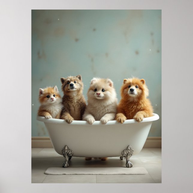 In der Badewanne lebende Tiere Poster (Vorne)
