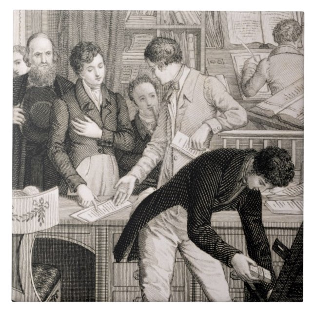 In der Bank c.1800 (Stich) Fliese (Vorderseite)