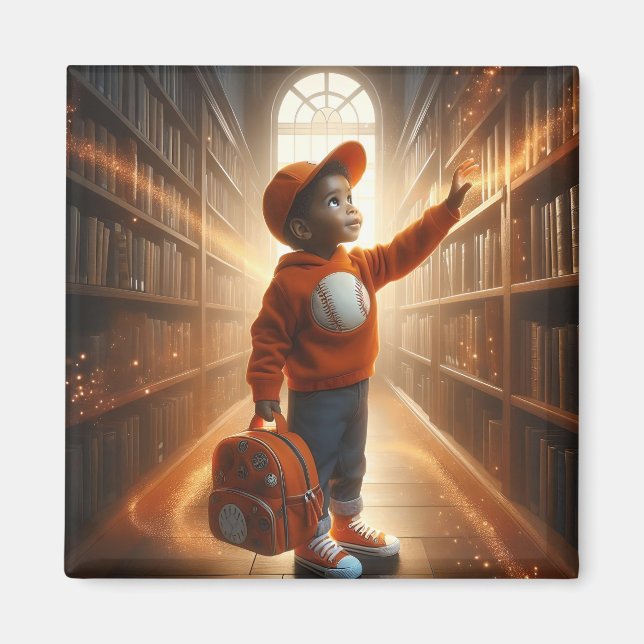In der Bibliothek - Orange Magnet (Vorne)