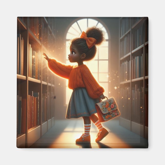 In der Bibliothek - Orange Magnet (Vorne)