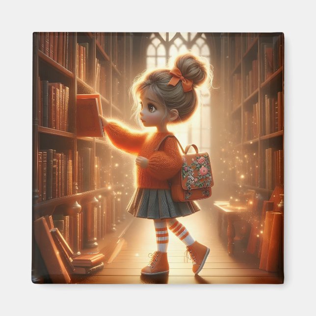 In der Bibliothek - Orange Magnet (Vorne)