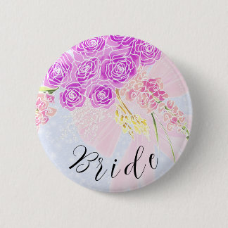 In der Blue-Pink Sheer Bow und Bouquet-Brides Button