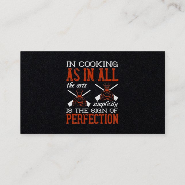 In der Kochen ist Einfachheit das Zeichen der Perf Visitenkarte (Vorderseite)
