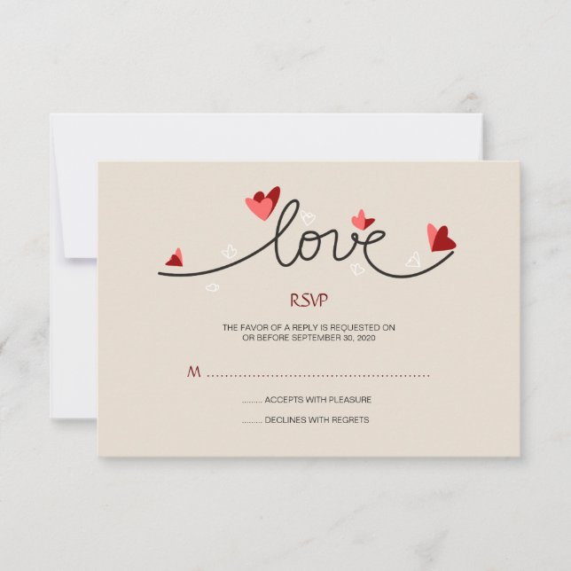 In der Liebe einfache, elegante Texthochzeit RSVP (Vorderseite)