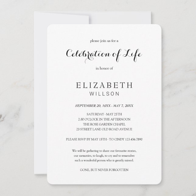 In der Liebe Erinnerung Feier des Lebens Beerdigun Einladung (Vorderseite)