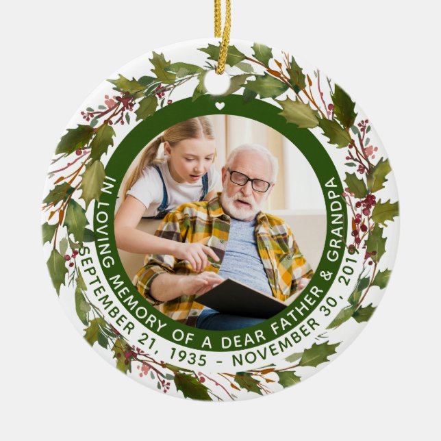 In der Liebe Erinnerung Vater Großvater Weihnachte Keramik Ornament (Vorne)