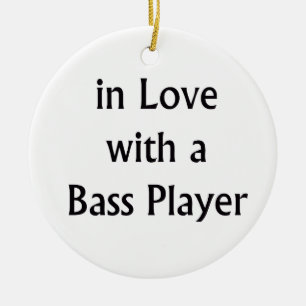 In der Liebe mit einem Bass-Spieler-Schwarz-Text Keramik Ornament