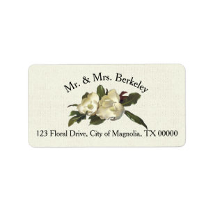 In der Liebe - Vintage Magnolia Blumenhochzeit nac Adressaufkleber