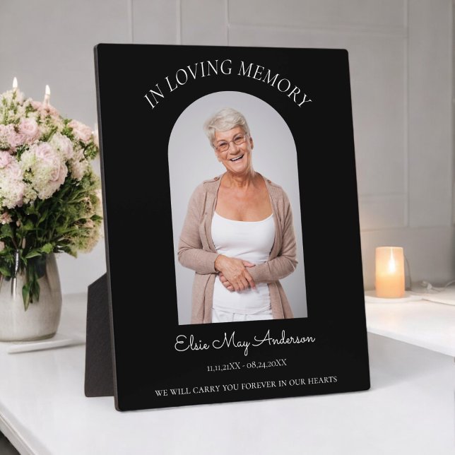 In der liebenden Erinnerung schlichtes elegantes F Fotoplatte (add a photo of your loved one for a forever memory keepsake )