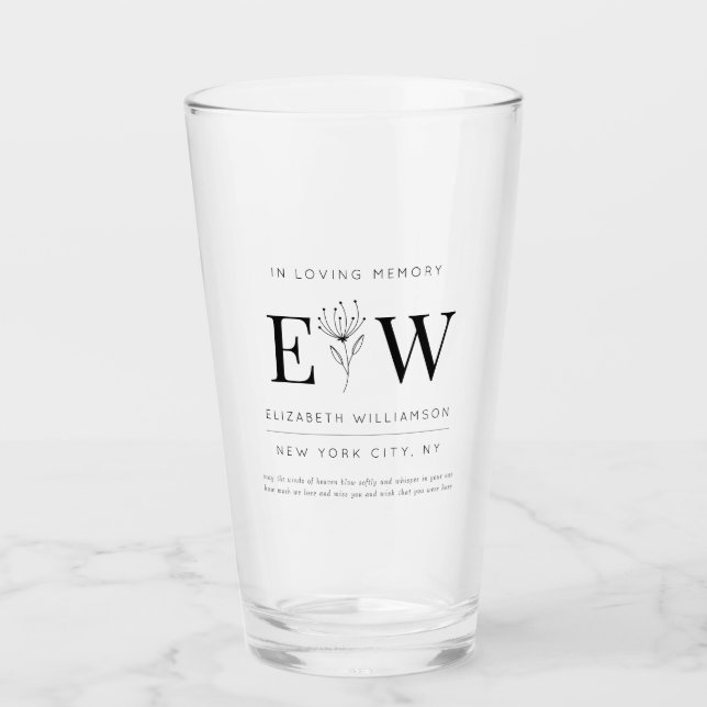 In der Love Memory Memorial Modern Quotenfoliage Glas (Vorderseite)