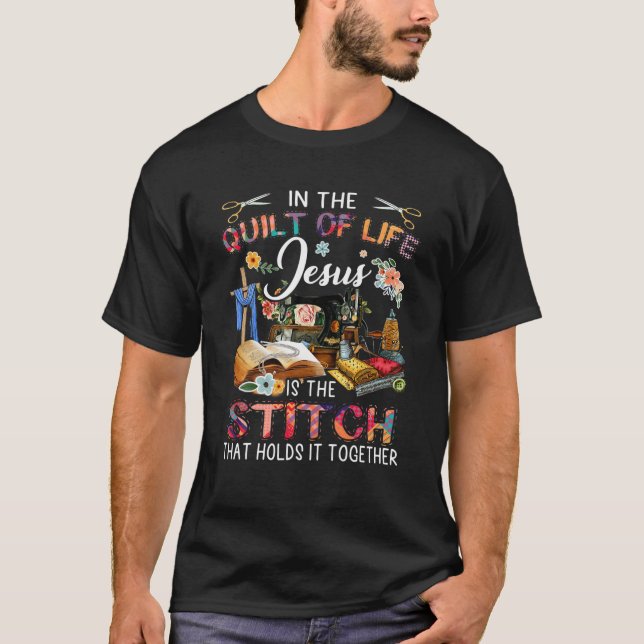 In der Mitte des Lebens ist Jesus der Stich Funny  T-Shirt (Vorderseite)