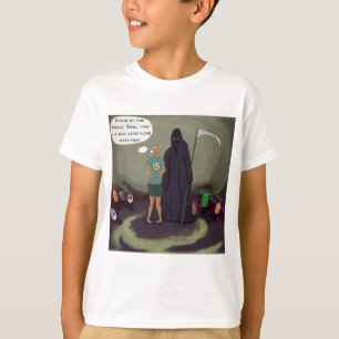 In der Mitte steckend mit dem Sensenmann lustig T-Shirt