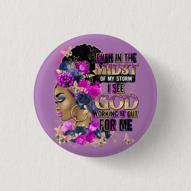 In der mittleren Königin schwarz Melanin Frau Brow Button (Vorderseite)