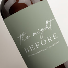 In der Nacht zuvor. Grünes Hochzeitsessen Probe Weinetikett