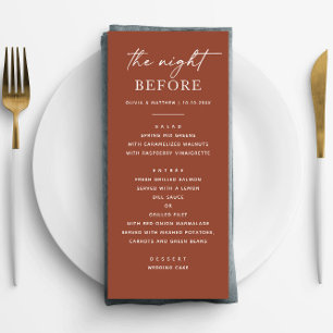 In der Nacht zuvor. Terracotta fall Probe Dinner Menükarte