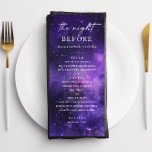 In der Nacht zuvor. Weltraum Hochzeitsessen Probe Menükarte<br><div class="desc">"The night before" Lila Raum Hochzeit Probe Dinner Menü. Bitte kontaktieren Sie mich,  wenn Sie weitere Informationen benötigen.</div>