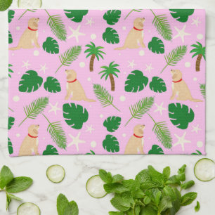 In der Pink Tropical Pups Küchenhandtuch Geschirrtuch