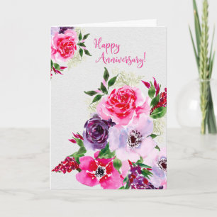 In der rosa Aquarellenkarte zum Jubiläum Karte