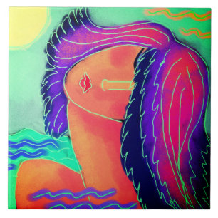 In der Sonne Abstraktes Portrait einer Frau Fliese