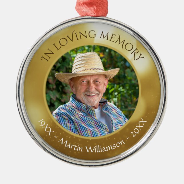 IN DER VERLIEBTEN MEMORY Foto Memorial Gold Keepak Ornament Aus Metall (Vorne)