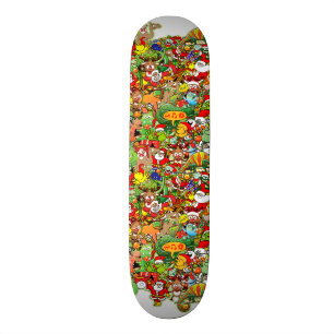 In der Weihnachtsschmelze in die Menge und Skateboard
