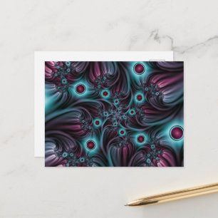 In die blaue pinkfarbene abstrakte Fractal-Kunst Postkarte