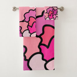 In die geometrische Form des rosa Mitteljahrs Badhandtuch Set