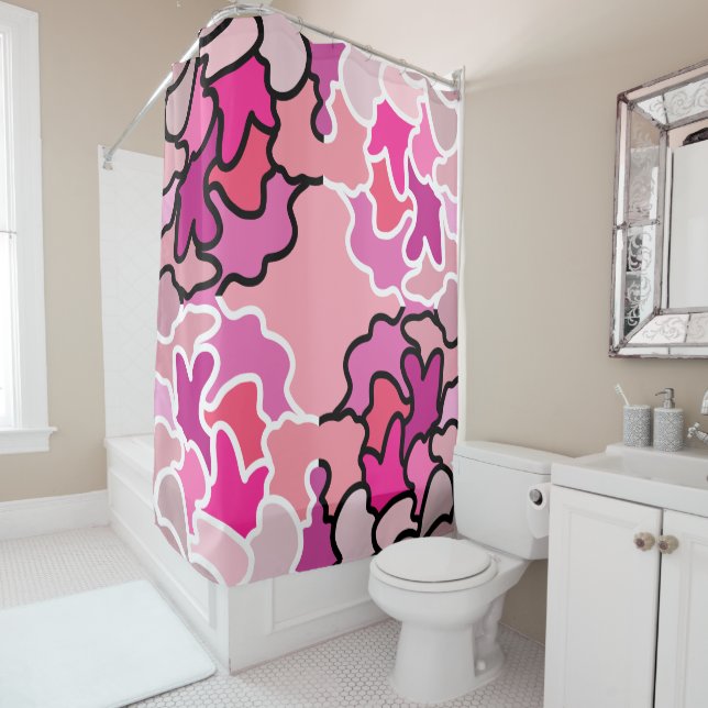 In die geometrische Form des rosa Mitteljahrs Duschvorhang (Beispiel)