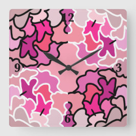 In die geometrische Form des rosa Mitteljahrs Quadratische Wanduhr