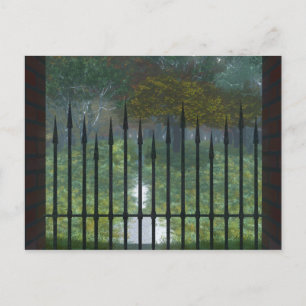 In die Postkarte des alten Waldes