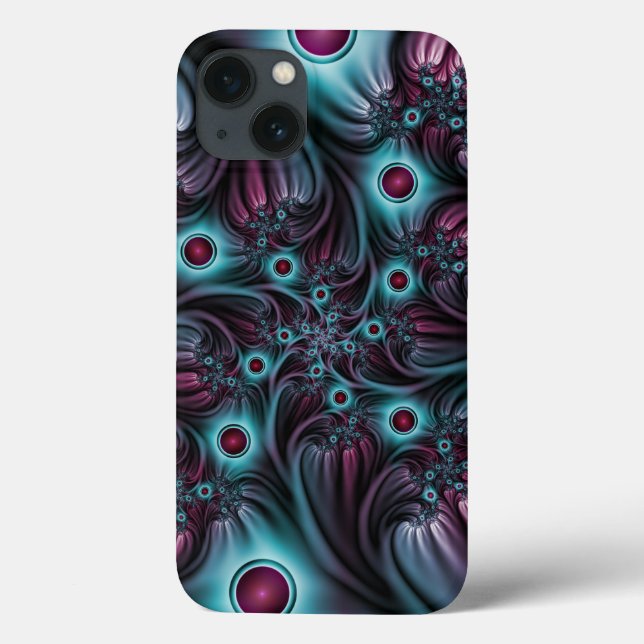 In die Tiefe Abstraktes Fraktal Blau rosa Kunst Case-Mate iPhone Hülle (Rückseite)