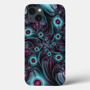 In die Tiefe Abstraktes Fraktal Blau rosa Kunst iPhone 13 Hülle