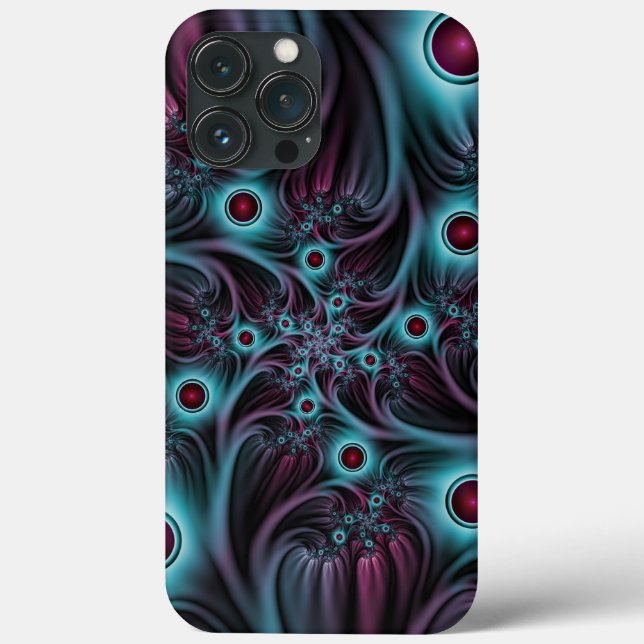 In die Tiefe Abstraktes Fraktal Blau rosa Kunst Case-Mate iPhone Hülle (Rückseite)