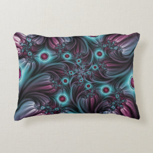 In die Tiefe Abstraktes Fraktal Blau rosa Kunst Dekokissen