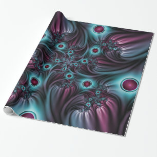 In die Tiefe Abstraktes Fraktal Blau rosa Kunst Geschenkpapier