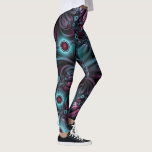In die Tiefe Abstraktes Fraktal Blau rosa Kunst Leggings