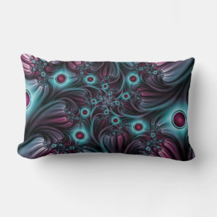 In die Tiefe Abstraktes Fraktal Blau rosa Kunst Lendenkissen