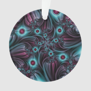 In die Tiefe Abstraktes Fraktal Blau rosa Kunst Ornament